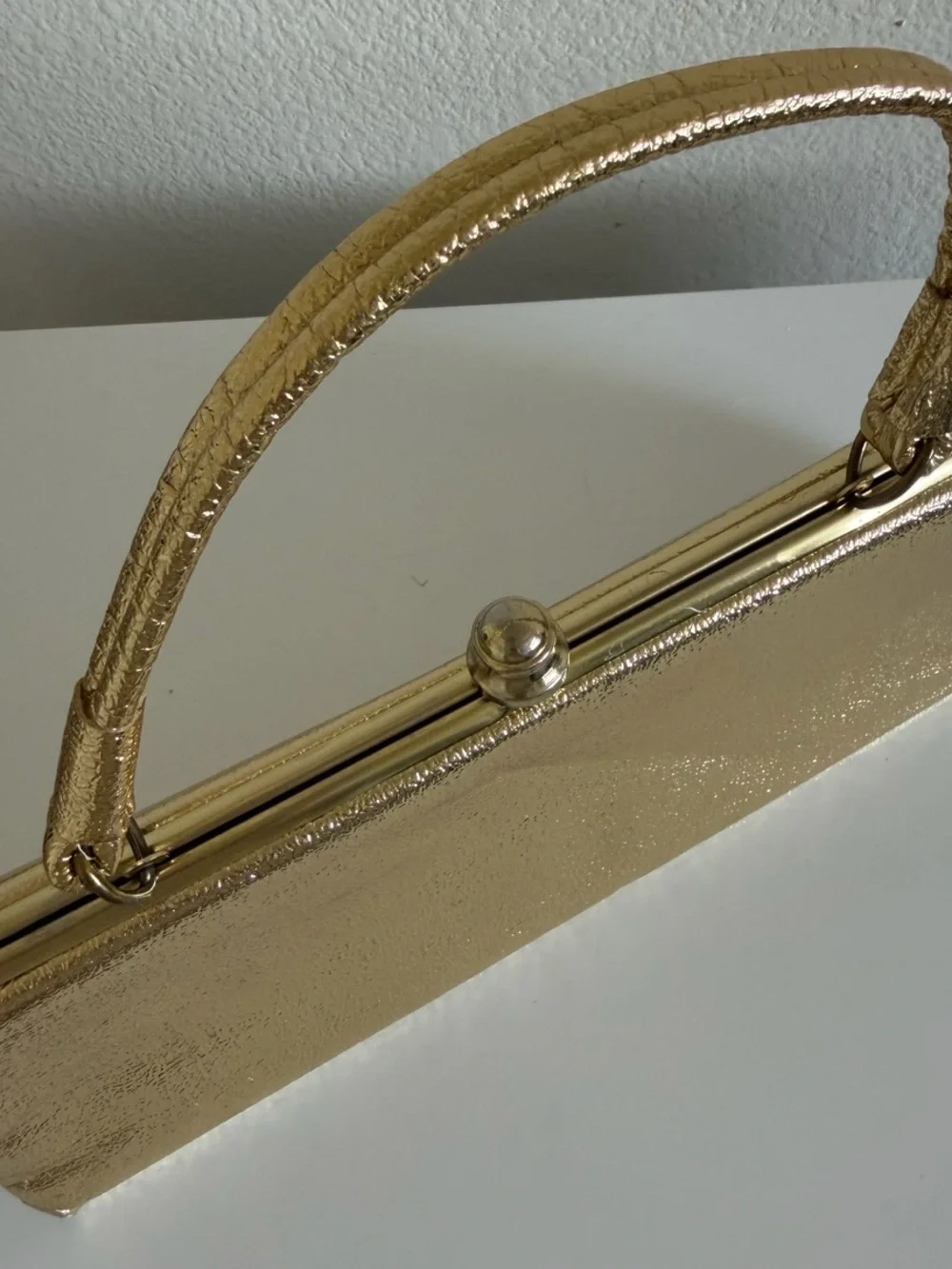 Vintage Metallic Gold Top Handle Handbag